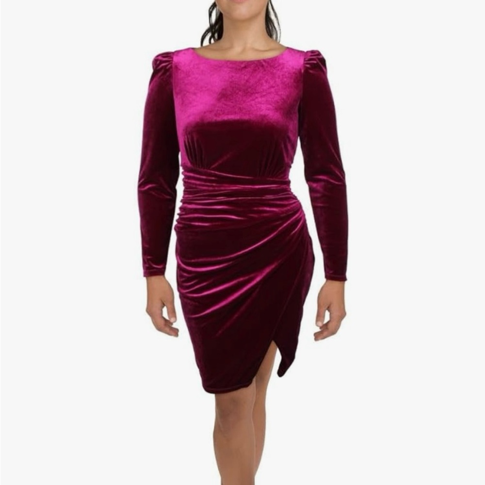 Lauren Ralph Lauren Womens Velvet midi Dress Fuschia Pink 12